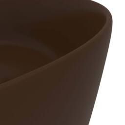 Berkfield Home Luxury Wash Basin Round Matt Dark Brown 40x15 cm Ceramic - thumbnail 5