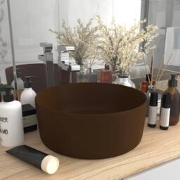 Berkfield Home Luxury Wash Basin Round Matt Dark Brown 40x15 cm Ceramic