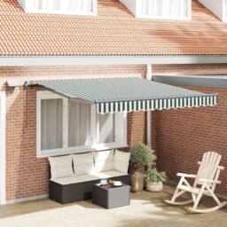 Berkfield Home Manual Retractable Awning with LED Green & White 350x250 cm - thumbnail 1