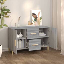 Berkfield Home Sideboard Grey Sonoma 100x36x60 cm Engineered Wood - Size: 100 x 36 x 60 cm - thumbnail 7