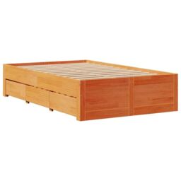 Berkfield Home Bed Frame without Mattress with Drawers Wax Brown 135x190 cm Double Solid Wood Pine - thumbnail 6
