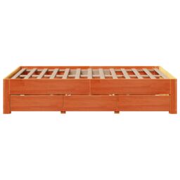 Berkfield Home Bed Frame without Mattress with Drawers Wax Brown 135x190 cm Double Solid Wood Pine - thumbnail 5