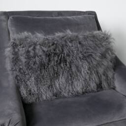 Native Natural Grey Curly Sheepskin Cushion 30x50cm - Size: 30x50 cm - thumbnail 1