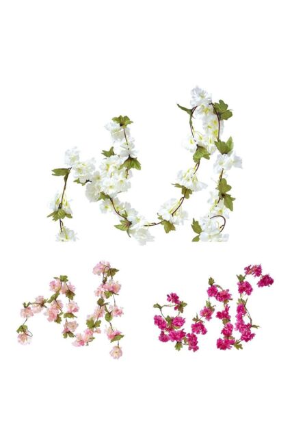 Homescapes Set of 3 Artificial Blossom Flower Garlands, 5 Ft - image 1