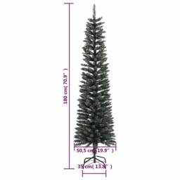 Berkfield Home Beautiful Artificial Slim Christmas Tree with Stand Green 180 cm PVC - thumbnail 8