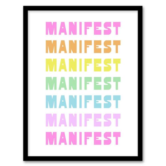 Artery8 Manifest Manifest Manifest Colourful Modern Framed Wall Art Print - Size: A4 - image 1