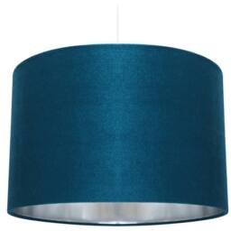 K LIVING Deco Velvet Ceiling Pendant or Lamp shade in Teal with Silver inner metallic lining in Green - thumbnail 2
