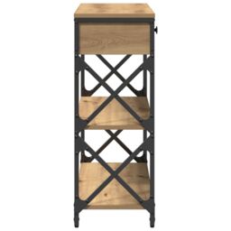 Berkfield Home Console Table Artisan Oak 75x28x75 cm Engineered Wood & Steel in Brown - Size: 75 x 28 x 75 cm - thumbnail 6