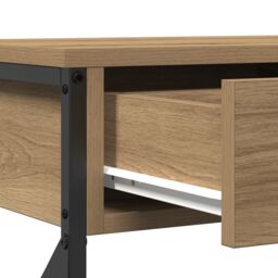 Berkfield Home Console Table Artisan Oak 75x28x75 cm Engineered Wood & Steel in Brown - Size: 75 x 28 x 75 cm - thumbnail 8