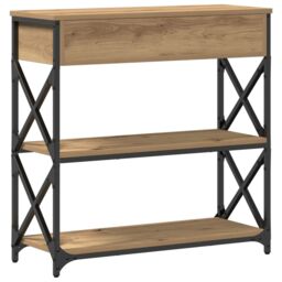 Berkfield Home Console Table Artisan Oak 75x28x75 cm Engineered Wood & Steel in Brown - Size: 75 x 28 x 75 cm - thumbnail 7