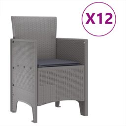 Berkfield Home 13 Piece Garden Dining Set with Cushions Light Grey Poly Rattan - thumbnail 5