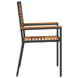 Berkfield Home Outdoor Chairs 4 pcs PE rattan, Solid acacia wood in Black - thumbnail 6