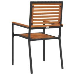 Berkfield Home Outdoor Chairs 4 pcs PE rattan, Solid acacia wood in Black - thumbnail 7