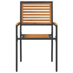 Berkfield Home Outdoor Chairs 4 pcs PE rattan, Solid acacia wood in Black - thumbnail 5