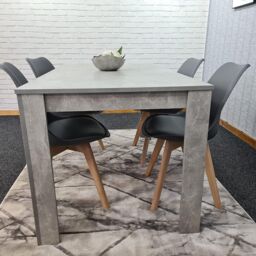KOSY KOALA Stone Grey Effect Wood Dining Table Set with 4 Grey Plastic Chairs Modern Dining Room Furniture in Brown - thumbnail 7