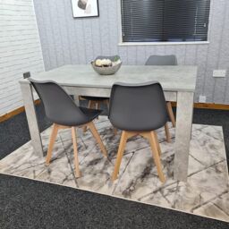 KOSY KOALA Stone Grey Effect Wood Dining Table Set with 4 Grey Plastic Chairs Modern Dining Room Furniture in Brown - thumbnail 5