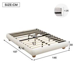 STILVORA Upholstered Bed 4ft6 Double with Circular Legs in Beige - thumbnail 4