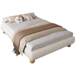 STILVORA Upholstered Bed 4ft6 Double with Circular Legs in Beige - thumbnail 5