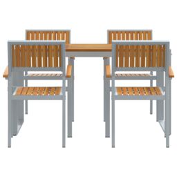 Berkfield Home 5 Piece Garden Dining Set Solid Wood Acacia & Metal in Grey - thumbnail 7