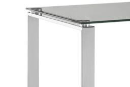 Orsina Shiny Silver Finish Square End Table, Minimalist Side Table With Stainless-Steel Legs, Glass Top Small Table - thumbnail 3