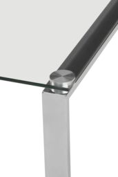 Orsina Shiny Silver Finish Square End Table, Minimalist Side Table With Stainless-Steel Legs, Glass Top Small Table - thumbnail 4