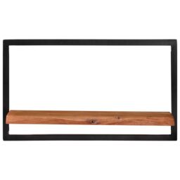 Berkfield Home Wall Shelves 2 pcs 60x25x35 cm Solid Wood Acacia & Steel in Brown - Size: 60 x 25 x 35 cm - thumbnail 2