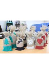 KDMD Danish White Snowflake Jute Pouch Set of 3 - Christmas Gift Bags - thumbnail 4