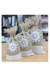 KDMD Danish White Snowflake Jute Pouch Set of 3 - Christmas Gift Bags - thumbnail 6