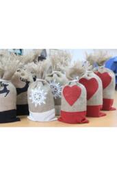 KDMD Danish White Snowflake Jute Pouch Set of 3 - Christmas Gift Bags - thumbnail 5