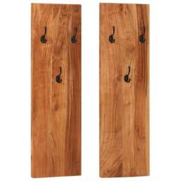Berkfield Home Wall-mounted Coat Racks 2 pcs 36x3x110 cm Solid Acacia Wood in Brown - Size: 36 x 3 x 110 cm - thumbnail 2