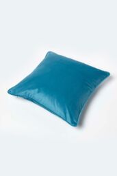 Homescapes Filled Velvet Cushion with Piped Edge 46 x 46 cm in Turquoise - thumbnail 5