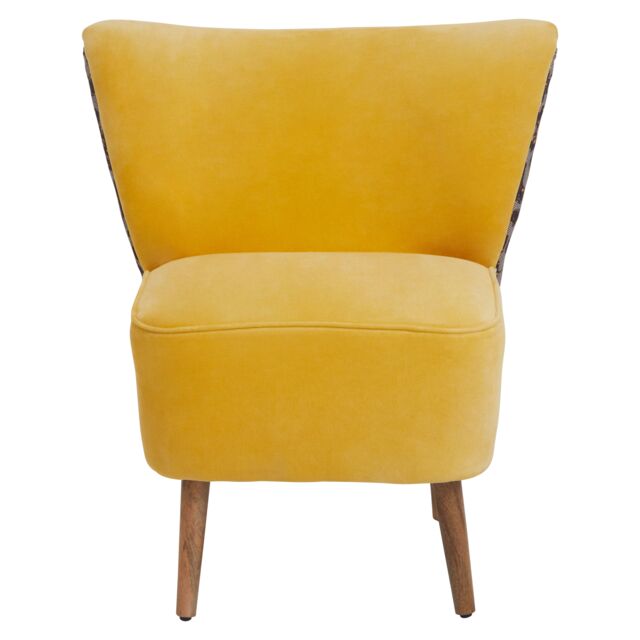 Orsina Yellow Print Chair, High Back Curved Seat With Padded Cushion, Mango Wood Frame With Stylish Printed Back - image 1