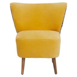 Orsina Yellow Print Chair, High Back Curved Seat With Padded Cushion, Mango Wood Frame With Stylish Printed Back