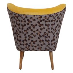 Orsina Yellow Print Chair, High Back Curved Seat With Padded Cushion, Mango Wood Frame With Stylish Printed Back - thumbnail 4