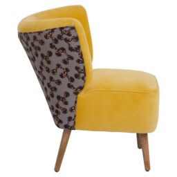 Orsina Yellow Print Chair, High Back Curved Seat With Padded Cushion, Mango Wood Frame With Stylish Printed Back - thumbnail 5