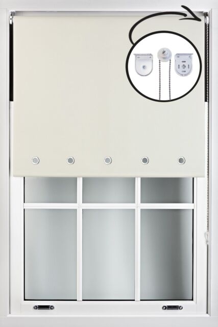 Furnished Cream Blackout Roller Blinds with Chrome Round Eyelets & Metal Fittings - Size: 80 cm width x 165 cm drop - image 1
