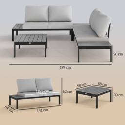 OUTSUNNY 4 Seater Garden Corner Sofa Set with Removable Thick Cushions in Grey - thumbnail 3