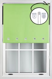 Furnished Lime Green Blackout Roller Blind with Chrome Square Eyelets & Metal Fittings - Size: 110 cm width x 165 cm drop - thumbnail 1