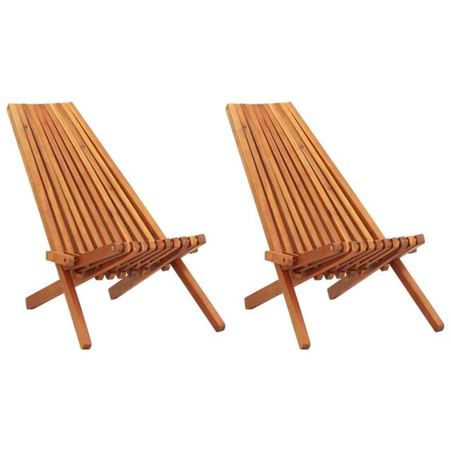 Berkfield Home Folding Outdoor Lounge Chairs 2 pcs Solid Acacia Wood in Brown - image 1