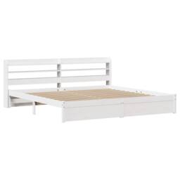 Berkfield Home Beautiful Bed Frame with Headboard without Mattress White 200x200 cm - thumbnail 1