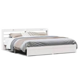 Berkfield Home Beautiful Bed Frame with Headboard without Mattress White 200x200 cm - thumbnail 3