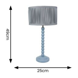 ValueLights Bobbins Powder Blue Table Lamp with Ruched Pleated Drum Lamp Shade & LED Bulb in Pale Blue - thumbnail 4