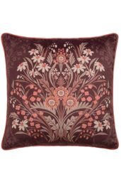 Appletree 'Audrey' Floral Print Velvet Filled Cushion in Chocolate - Size: 43 cm x 43 cm - thumbnail 2