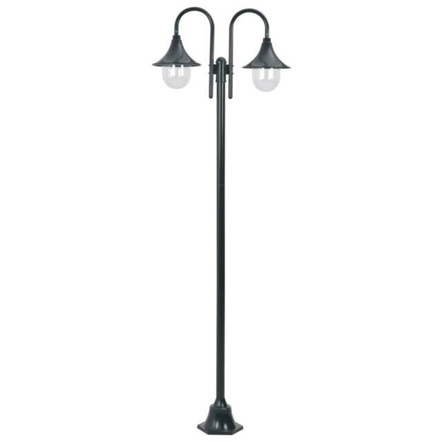 Berkfield Home Garden Post Light E27 220 cm Aluminium 2-Lantern Dark Green - image 1