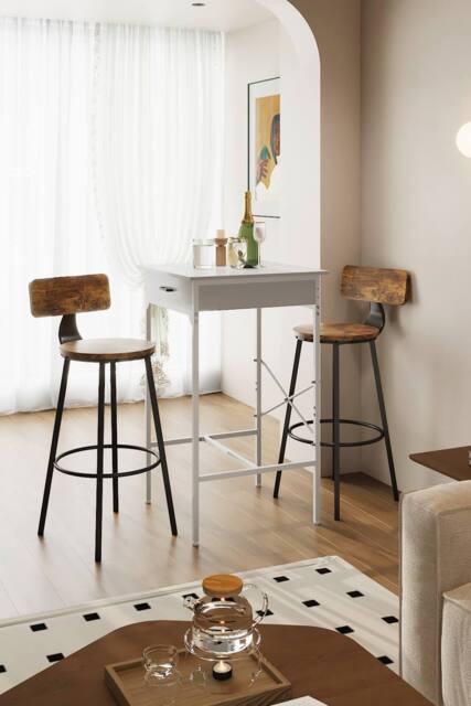 Living and Home Square White Tall Table for Cafe Bar - image 1