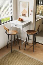 Living and Home Square White Tall Table for Cafe Bar - thumbnail 3