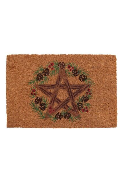 KDMD Natural Winter Solstice Pentagram Doormat in Brown - Size: 40 cm x 60 cm - image 1