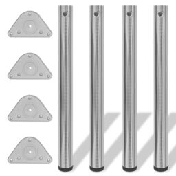 Berkfield Home 4 Height Adjustable Table Legs Brushed Nickel 710 mm in Silver - thumbnail 1