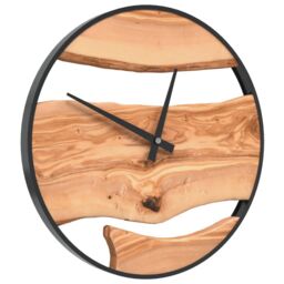 Berkfield Home Wall Clock Brown √ò35 cm Iron & Olive Wood - thumbnail 3
