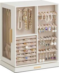 SONGMICS Rotating Jewellery Box with Glass Display & 5 Drawers in White - thumbnail 7